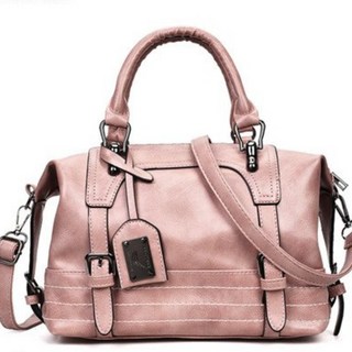 復古風格斜挎包 仿皮材質, 粉红色