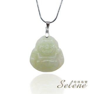 【Selene】冰種黃翡翠彌勒佛吊墜 (A貨翡翠) 笑口常開 招財納福, 1個