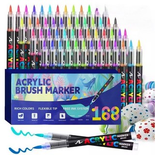 시스슈 아크릴 마카펜 직액식 대용량 드로잉 미술 전문 채색 소프트 브러쉬 펜 다색 혼합 마커펜, 1세트, 168색