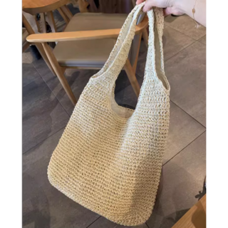 빅포레스트 밀짚 짜임 숄더 비치백