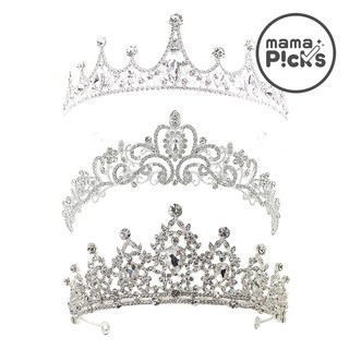 마마픽스 셀프 웨딩 브라이덜샤워 티아라 왕관, 1p, 티아라-3종세트