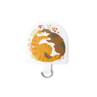 【ekax】玩味設計手機掛繩夾片 手機殼掛繩墊片 可愛造型 輕巧方便 適用多種手機殼, 1個, 貓咪花圈(橘貓+花貓)