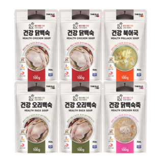 더독 반려동물 외식시리즈 건강 삼계 파우치 닭백숙 2p + 북어국 2p + 오리백숙 2p + 닭백숙죽 2p 세트, 닭+북어+오리, 100g, 5세트