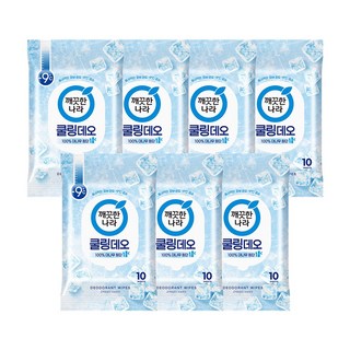 깨끗한나라 페퍼민트 쿨링 휴대용 데오티슈 10p, 66g, 7개