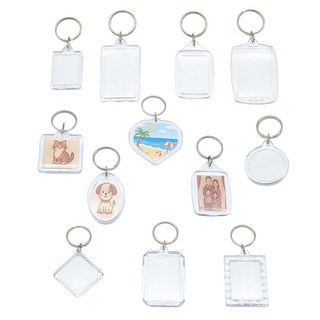 아크릴 사진 액자 키링 투명 최애 증사 포토 홀더 열쇠고리 11종, 1.원형, 1개