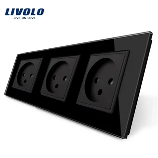 Livolo 벽 터치 스위치 이스라엘 전원 소켓 전기 플러그 콘센트 크리스탈 유리 패널 AC 100 250V 16A EU 표준 1 갱, 01 Black