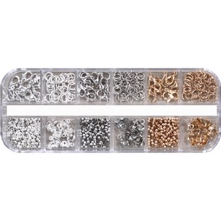 리니팜 비즈 공예 재료 부자재 세트 오링 올챙이캡 랍스터고리 누름볼, 1세트, 3color 4종