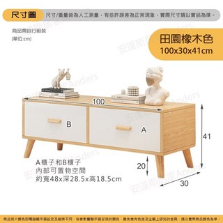 安達斯 雙櫃門收納木質電視櫃 100cm寬 台灣出貨 小坪數客廳收納, 雙櫃門電視櫃-田園橡木色