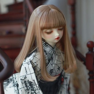 6分 BJD 娃娃假髮 60cm 長捲髮 高溫絲 換裝假髮, 1個, 6分內扣金棕色