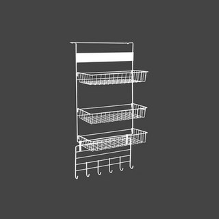 냉장고 사이드랙 선반 무타공 철제 양념선반 틈새 거치대, 3단 화이트