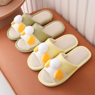 日系亞麻拖鞋 室內拖鞋 四季居家防滑情侶地板拖鞋, 皮紅,36-37適合36-37腳穿, 皮紅, 36-37適合36-37腳穿