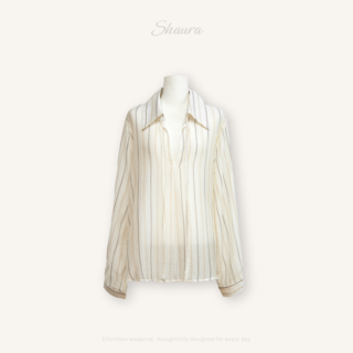 샤우라 시스루 루즈핏 스트라이프 살탐방지 긴팔셔츠