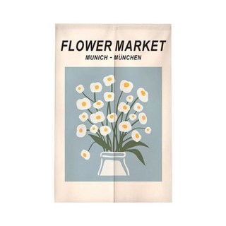 꽃 현관 커튼 노렌 일본 주방 짧은 카페 홈 장식 걸이식 하프 드레이프 린넨 도어