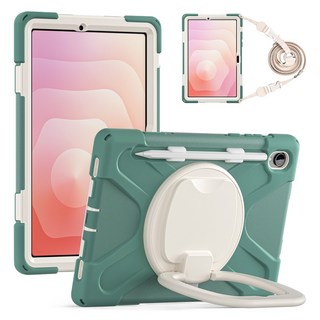 갤럭시탭S11 스퀘어 링 숄더스트랩 실리콘 세로거치 범퍼 케이스 TD-2, 블랙+블랙