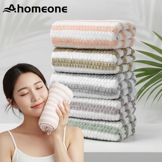 Ahomeone 호텔 수건 부드러운 고급 먼지없는 수건 스트라이프 타월 세트, 5개, 믹스 컬러