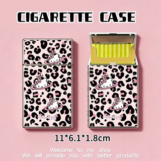 卡通圖案香菸盒 菸收納盒 便攜 粗細 多圖可選 香菸盒 11*6.1*1.8cm, 粉豹紋KT-細支, 1個