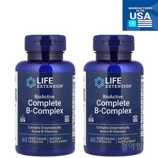 (라이프 익스텐션) 생체활성 완전 B-복합체 식물성 캡슐 60정 X 2통 (2개월분), 1세트