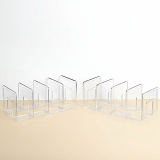 먼베이스 북엔드 책꽂이 2p, 4단, 투명아크릴