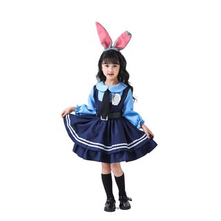 萬聖節服裝瘋狂動物城男女親子朱迪兔子警官cos服全套情侶舞臺裝