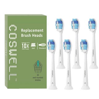 適配飛利浦電動牙刷頭 無銅潔淨護齦適 適用HX9/HX7/HX6/HX3型號 | 深入清潔牙縫，溫和呵護牙齦, 1個, 6個裝