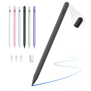 JAMJAKE 아이패드 호환 스타일러스 펜슬 스마트 터치펜 초미세 펜촉 USB-C 충전식 SP8, 1개, 블랙