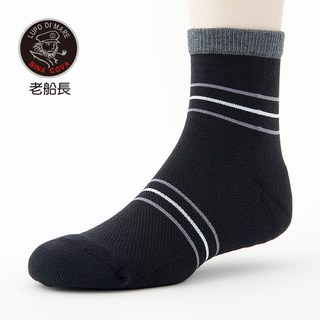 【ifeet】三橫線毛巾氣墊加大運動襪(B3-144)-1雙入(老船長sinacova), 灰色, 1個