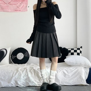 [탄탄핏/2col] 크리스 모직 뒷밴딩 미디 플리츠 스커트