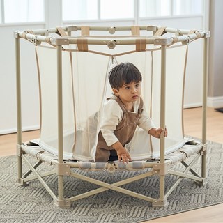 접이식 유아트램폴린 코지 인디오 원터치 접이식 트램폴린 실내 야외 어디서나 설치부터 보관까지 ONE-STEP 스마트 트램폴린 성인용, 샌드베이지