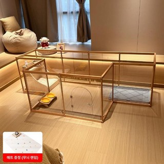 투명 강아지 울타리 펫룸 실내용 반려견 펜스 조립형 애견 하우스, 1개, 세트4 12패널+소형침대 방수매트