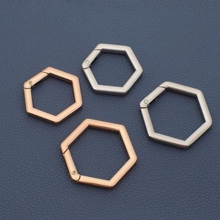 [1+1] 링 DIY 키링 카라비너 육각형 부자재 스프링 아연합금, 2개, 골드 M 60471