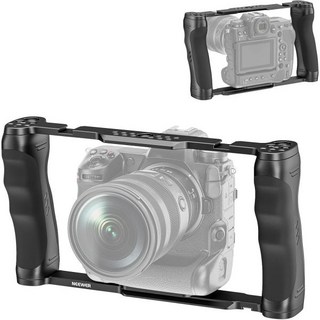 NEEWER 비디오 카메라 케이지 리그아카 타입 베이스듀얼 그립확장 홀15mm 로드 소니 캐논 니콘 DSLRDSLM과 호환되는 범용 스태빌라이저 SmallRig 액세서리, CA016, 1개