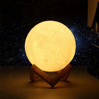 約翰家庭百貨 3D列印觸控三色調光月亮燈 多種規格 LED仿真月球燈 觸摸床頭燈 小夜燈 枱燈 裝飾燈, 10cm