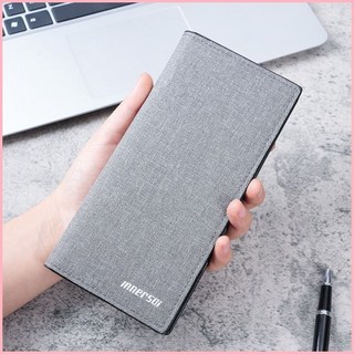 男士帆布長款錢包 多卡位休閒皮夾