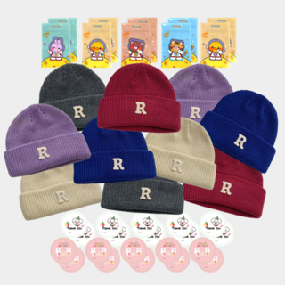 따봉베베 유아 비니 모자 어린이집 답례품 유치원 생일 선물 스티커 포장 포함 10세트, 1개, 10개세트