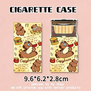卡通圖案香菸盒 菸收納盒 便攜 粗細 多圖可選 香菸盒 11*6.1*1.8cm, 卡皮巴拉-粗支, 1個