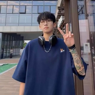 五分短袖T恤男夏季新款寬鬆圓領印花潮流上衣