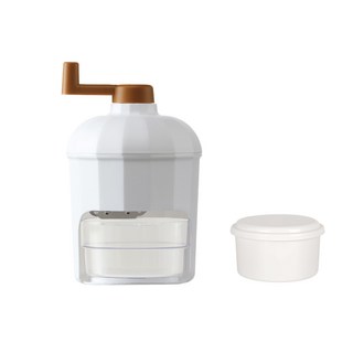 轉轉手搖刨冰機 手動碎冰機 刨冰機 碎冰機 冰沙機 挫冰機 剉冰機 碎冰神器 製冰機 雪花冰, 一組入(含冰塊盒x1), 1個, 白色