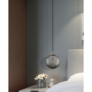 玻璃吊燈 輕奢吊燈 餐廳吊燈 床頭吊燈 北歐吊燈 水波紋吊燈 咖啡廳吊燈, 煙灰色,15公分