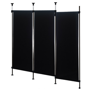 巴塞隆納 頂天立地180公分旋轉式開關門遮布屏風(可當防疫隔間屏風), 黑色