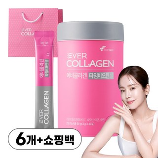 [선물용 쇼핑백 증정] 에버콜라겐 타임비오틴 셀 홈쇼핑 방송 상품 저분자콜라겐펩타이드 3 000mg, 90g, 6개