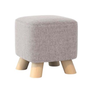 【台灣出貨】實木麻布小矮凳子 - 休閒穿鞋椅/沙發椅凳/方形椅凳, 淺灰色小矮凳, 1個