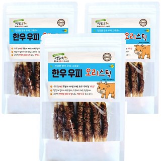 멍도락 한우우피스틱 100% 한우껌 오래먹는 강아지껌 국내산 수제간식, 한우우피 오리스틱, 90g, 3개