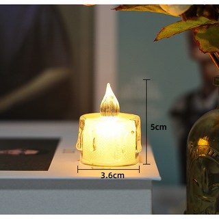 水晶仿真蠟燭燈 LED水晶電子燈 蠟燭燈 小夜燈 電子蠟燭 求婚佈置 氣氛燈 LED淚滴蠟燭燈 蠟燭小夜燈, 3.6*5CM(小號),2個, 暖白光
