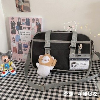 JK制服包包女學生包日系帆布校園單肩包lolita包包純色斜挎包通勤包, 黑色送鯛魚燒 收藏送胸卡