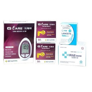 GC녹십자MS 지케어 혈당측정기 + 시험지 100p + 채혈침 100p + 알콜솜 100p 세트, 1세트