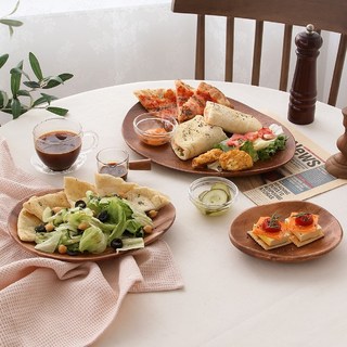 [요리하는남자들] 아카시아 통원목 우드 나무 조약돌 원형 볼 접시 12종, 낮은원형볼소, 1개