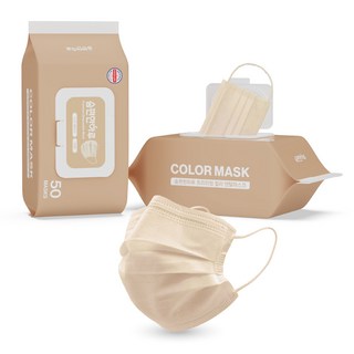 숨편한하루 국산 일회용 덴탈마스크 대형, 스킨베이지, 2개, 50매입