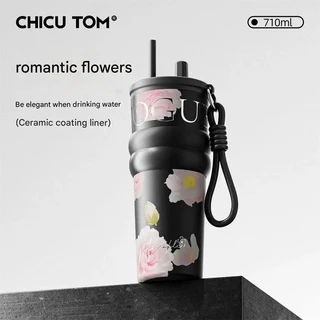 남녀공용 신형 고급 보온병 대용량 세라믹 라이너 빨대컵 차량용 아이스커피 동일, 01 701-800ml, 01 heise