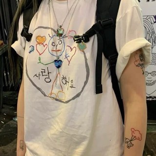 유니크 어린이 낙서 그래비티 티셔츠 하라주쿠 y2k 힙합 반팔티