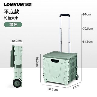 萬用折疊購物車 折疊推車 雙軸萬向輪 收納車 爬梯推車 購物籃 小拉車 戶外折疊推車 爬梯推車 家用輕便拉車, 1個, 平地款小號2輪-綠色